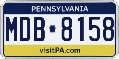 PA license plate MDB8158
