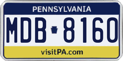 PA license plate MDB8160