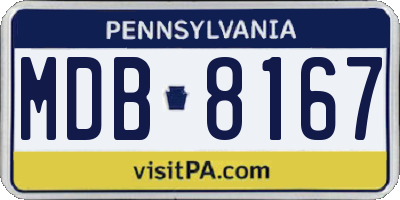 PA license plate MDB8167