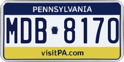PA license plate MDB8170