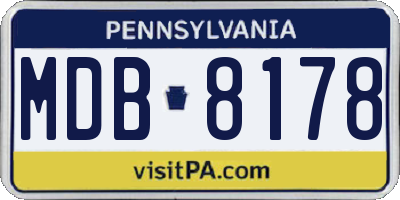 PA license plate MDB8178