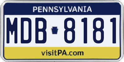 PA license plate MDB8181