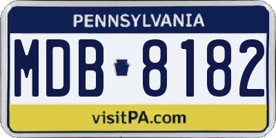 PA license plate MDB8182