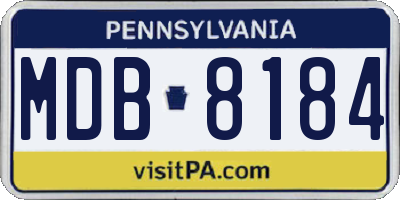 PA license plate MDB8184