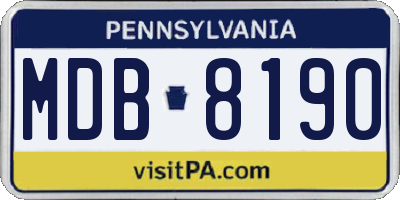 PA license plate MDB8190