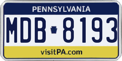 PA license plate MDB8193
