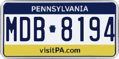 PA license plate MDB8194