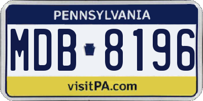 PA license plate MDB8196