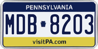 PA license plate MDB8203