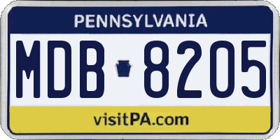 PA license plate MDB8205