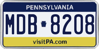 PA license plate MDB8208