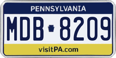 PA license plate MDB8209