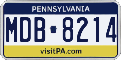 PA license plate MDB8214