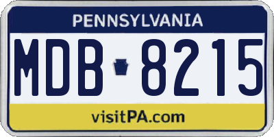 PA license plate MDB8215