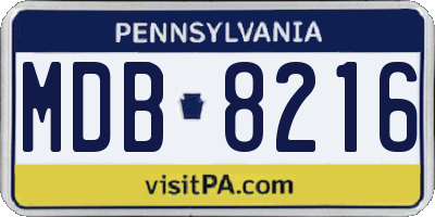 PA license plate MDB8216