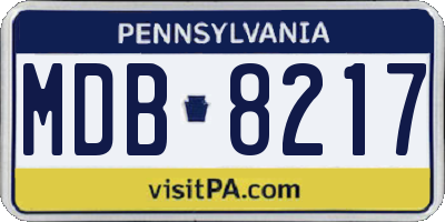 PA license plate MDB8217