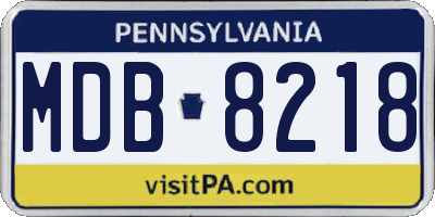 PA license plate MDB8218