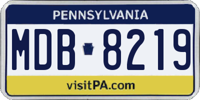 PA license plate MDB8219