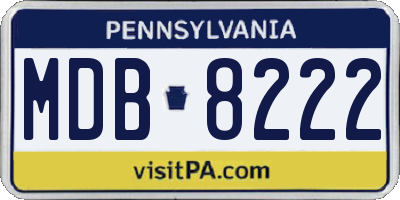PA license plate MDB8222