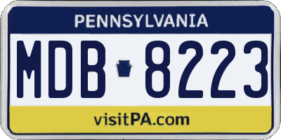PA license plate MDB8223