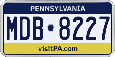 PA license plate MDB8227