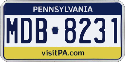 PA license plate MDB8231