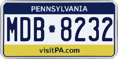 PA license plate MDB8232