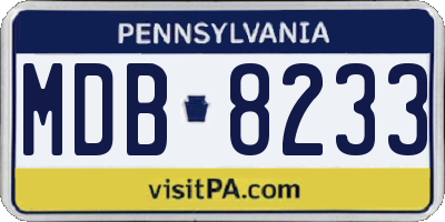 PA license plate MDB8233