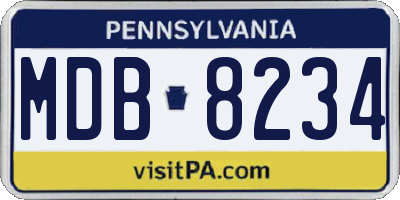 PA license plate MDB8234