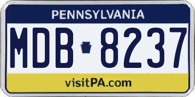 PA license plate MDB8237