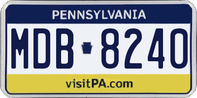 PA license plate MDB8240
