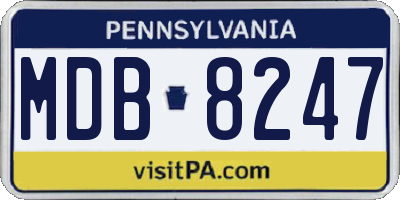 PA license plate MDB8247