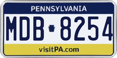 PA license plate MDB8254