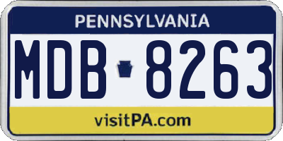 PA license plate MDB8263