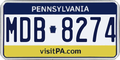 PA license plate MDB8274