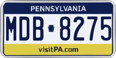 PA license plate MDB8275