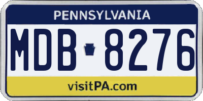 PA license plate MDB8276