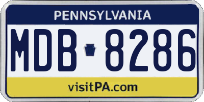 PA license plate MDB8286