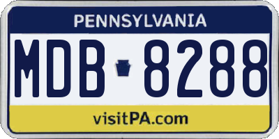 PA license plate MDB8288
