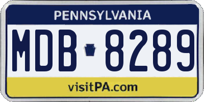 PA license plate MDB8289