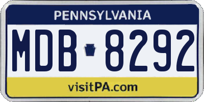 PA license plate MDB8292