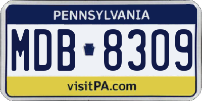 PA license plate MDB8309