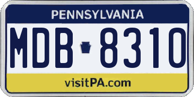 PA license plate MDB8310