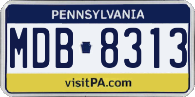PA license plate MDB8313