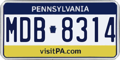 PA license plate MDB8314