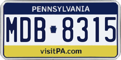 PA license plate MDB8315