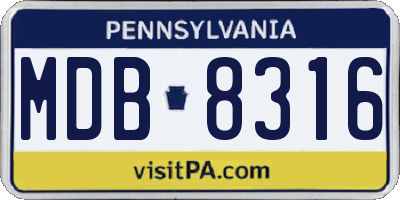 PA license plate MDB8316