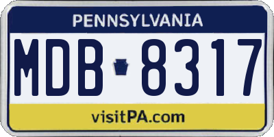 PA license plate MDB8317