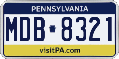 PA license plate MDB8321