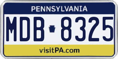 PA license plate MDB8325